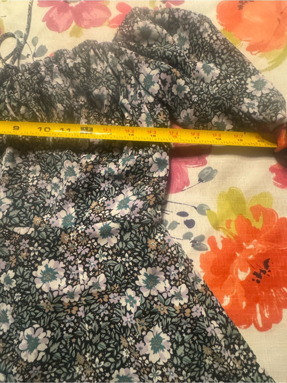 American Eagle Floral Puff Sleeve Mini Dress M ruched bodice Cottagecore Boho C6 - Picture 8 of 11